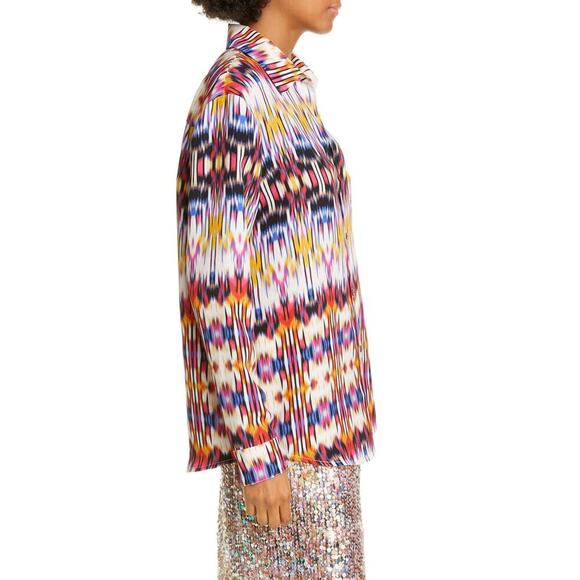 Le Superbe Button Down Blouse Ex Boyfriend Shirt Goa Goa Print – Size 0 / Small - Picture 5 of 14